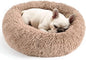 Hoewina Dog & Cat Bed for Indoor Cats, 20in Calming Donut Bed for Puppy and Kitten, Washable Round Fluffy Pet Bed for Small Medium Dogs and Cats (Camel)