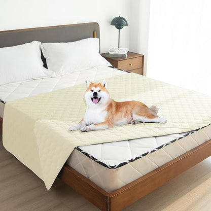 gogobunny 100% Double-Sided Waterproof Dog Bed Cover Pet Blanket Sofa Couch Furniture Protector for Puppy Large Dog Cat, Reversible (52x82 Inch (Pack of 1), Dark Cream/Light Cream)
