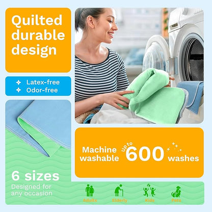 GREEN LIFESTYLE® Washable Underpads - Heavy Absorbency Reusable Bedwetting Incontinence Pads for Kids, Adults, Elderly, and Pets - Toddler Mattress Pads for Bed, Sofa, Couch, Floor (Pack of 4 - 30x34)