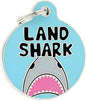 Bad Tags Personalized Dog and Cat ID Tags in 25+ Designs and 2 Sizes - 5 Lines of Custom Engraved Text - Funny Cute Personalized Pet Tags (Land Shark, Large (1.25 inch))