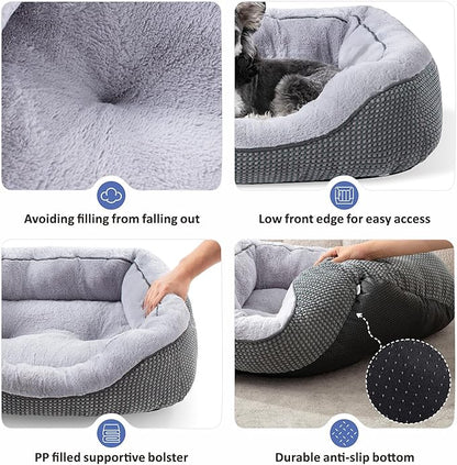 INVENHO Medium Dog Beds for Medium Dogs Washable, Rectangle Dog Bed Medium Size Dog, Orthopedic Dog Bed, Warming Soft Calming Sleeping Puppy Bed Durable Pet Bed with Anti-Slip Bottom M(30"x24"x9")