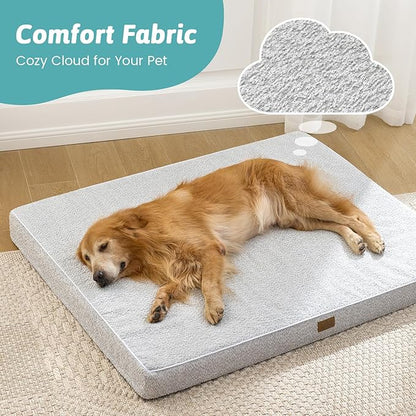 Dog Crate Bed for Small Size Dogs, Rectangular Orthopedic Cat Beds, Foam Anti-Slip Bottom Pet Mat with Washable Removable Cover, Suitable for Pet Up to 30 lbs, 24x16x3 inch, Grey