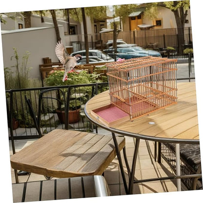 Lightweight Bird Cage Portable Woven Bird Carrier for Small Birds Stylish Outdoor Travel Accessory for Budgies Parakeets and More Durable Design for Everyday Use
