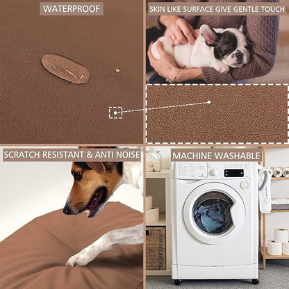 Dog Bed Cover Waterproof Replacement Machine Washable Covers for Dog Bed Heavy Duty Scratch Resistant Mattress Protector Pet Bed Round 24x24 Inch Cover Only Brown