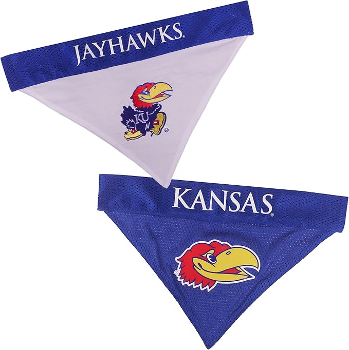 Pets First Collegiate Pet Accessories, Reversible Bandana, Kansas Jayhawks, Small/Medium