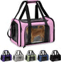 Pet Travel Carrier Bag – Airline Approved Soft-Sided Dog & Cat Carrier, Foldable, Breathable Mesh, Washable Pad – Fits Pets up to 15 lbs – The Pup Quartet (Pink)