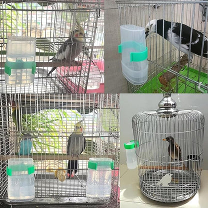 Automatic Bird Water Dispenser Parrot Water Feeder Bird Seed Food Container Parakeet Waterer Cockatiel Cage Accessories Automatic Feeding for Finch Lovebird Canary Small Birds(2Pcs)