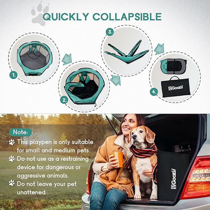 Pet Cat Playpen for Indoor Cats Enclosed, Puppy Dog Play Pen for Outdoor Travel Camping (Large Size, Green & Dark Grey)