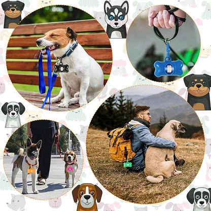 40 Pack Bone Shaped Poop Bag Dispenser Pet Waste Disposal Bag Dispenser (Random Color)