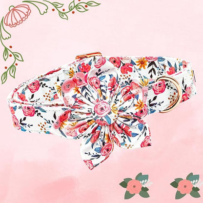 Lionheart glory Dog Collar Flowers Collar Floral Dog Collar with Flower Spring Summer Cute Collar Dog Boy or Girl Dog Collars Soft Durable Adjustable Dog Collars for Large Dogs