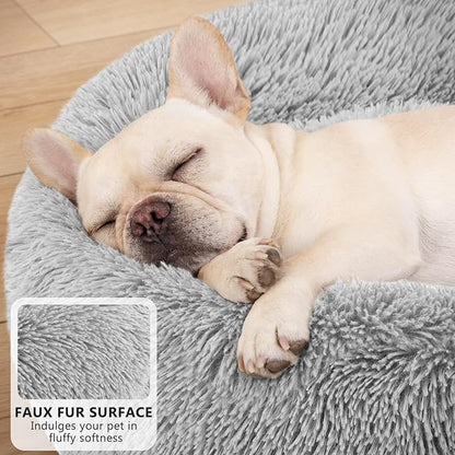 MIXJOY Orthopedic Dog Bed Comfortable Donut Cuddler Round Pet Beds Ultra Soft Washable Dog and Cat Cushion (20''/23''/30'') (23'', Grey)