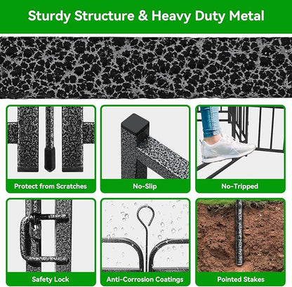 Dog Fence Outdoor 24 Piece Panels 32" Height, Square Steel Pipe with Reinforced Crossbars, Anti-Rust Heavy Duty Dog Playpen with Doors Portable for Yard RV Camping, Total 54FT, 227 Sq.ft, Snowy Black