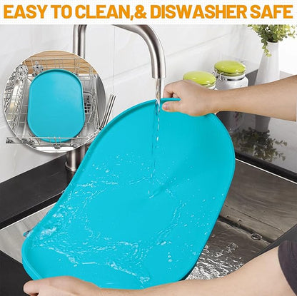 Hubulk 100% Waterproof Silicone Pet Feeding Mat with Raised Edge for Food and Water, Dog Bowl Mats, Cat Bowls Placemat with High Lip Protects Floor for Cats and Dogs (Teal, 24" L x 16" W)