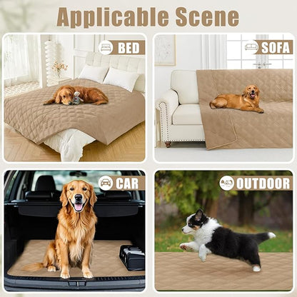 Smiry Waterproof Dog Bed Cover Blanket 52x82, Soft Reversible Pet Blanket, Washable Leakproof Cats Dogs Couch Cover for Sofa, Couch, Furniture, Camel/Camel