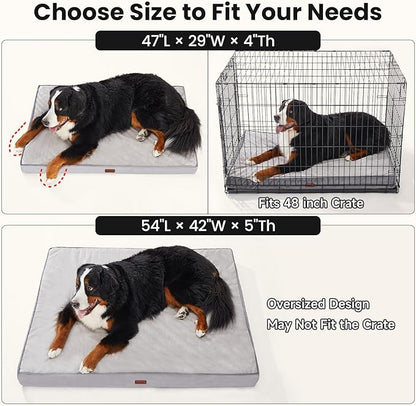 OhGeni Orthopedic Waterproof Dog Bed for Extra Large Dogs, Machine-Washable Removable Cover in Easy-Clean Fabric, High Density Foam & Easy-Carry Handle, Suitable for Crate, 47 inch (Brown)