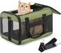 Cat Carrier Airline Approved, Soft-Sided Dog Carrier with Inner Safety Leash, Pet Transport Carrier for Small-Medium Cats Puppies up to 15 Lbs, Collapsible Travel Kitten Carrier Bag -Green M