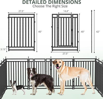 Dog Fence Outdoor for Yard Indoor Dog Playpen 40" Height 32 Panels Portable Dog Pen Metal Dog Kennel for RV Camping(Black-Silver)