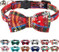 Joytale Upgraded Christmas Cat Collar with Bells, Breakaway Cat Collars with Bow Tie, 1 Pack Girl Boy Safety Plaid Kitten Collars, Christmas Red