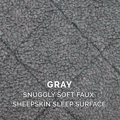 Furhaven Dog Bed for Medium/Small Dogs & Indoor Cats, 100% Washable, Sized to Fit Crates - Sherpa Fleece Bolster Crate Pad - Gray, Medium