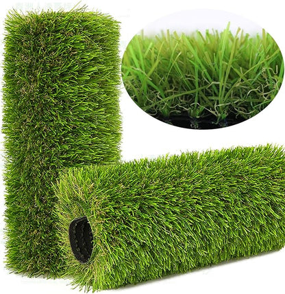 Artificial Grass Rug Outdoor Indoor 15FTX50FT Fake Grass Carpet Green Synthetic Grass Pet Turf Realistic Faux Grass Rug with Drain Holes for Garden Lawn Landscape Balcony Home Decor Patio