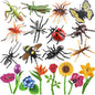 20Pcs Insect Toy Fake Plastic Bugs Figures for Kids - Flower Ladybug Bee Butterfly Ant Cricket Mantis Scorpion Spider School Project Birthday Cake Topper Party Favors April Fool's Day Prank Gifts