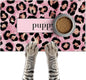 Puppy Feeding Mat 20x12 inch Pink Leopard Print Dog Bowl Placemat Non Slip Mat for Pet Food and Water Small Dogs Indoor Feeding Station Puppy Pet Placemat for Kitchen and Dining