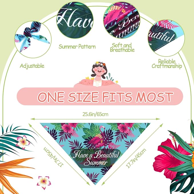 Chunful 50 Pcs Dog Bandanas Bulk Summer Flora Dog Bandanas Pet Triangle Scarf Bib Seasonal Pet Costume Adjustable Cat Outfit Washable Bids Kerchief for Small Medium Puppy