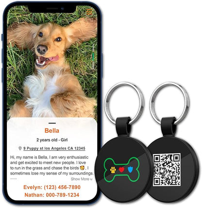 MYLUCKYTAG QR Code Pet ID | Personalized Dog & Cat Collar Tag | Online Profile with Instant Scanned Location Alert Email
