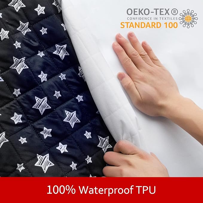 Waterproof Dog Bed Covers Replacement Washable Pet Hair Easy to Remove, Noiseless Quilted Puppy Pet Bed Cover Lovely Black Star Print 27x36 Inches, for Dog/Cat, Cover Only