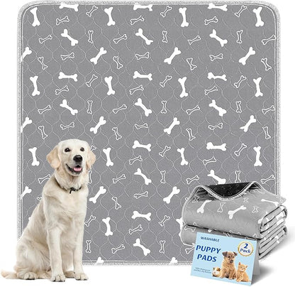 Washable Pee Pads for Dogs Large 48" x 48" 2-Pack Reusable Puppy Pads Pet Training Pads, Fast Absorb Dog Mats, Waterproof Whelping Pad, Non-Slip Protects Against Urine Leakage