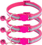 3 Pack Reflective and Breakaway with Bells of Cat Collar，Adjustable from 7.5 to 12.5 Inches, Ideal of Kitten Collar, Suitable for Girls and Boys (Rose)