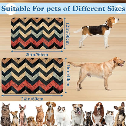 Vintage Plaid Pet Food Mat for Cats and Dogs–Christmas Stocking Absorbent Quick Dry Feeding Placemat, Non Slip Rubber Base, Waterproof Bowl Mat for Indoor Use, Pet Supplies 12"x20"