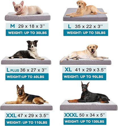 Orthopedic Extra Large Dog Bed for Large Dogs, 41 inches XL Washable with Waterproof Liner and Cooling Gel Memory Foam, Fits up to 110 lbs Pets