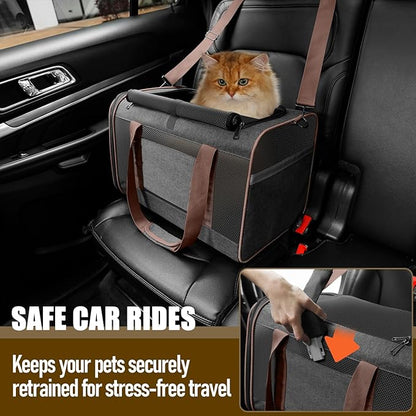 Small Dog Carrier Cage Soft Chihuahua / Softshell Big Cat Carrier Maine Coon / Pet Taxi Carrying Bag over 25lbs / Top Loader Travel Kennel Brown