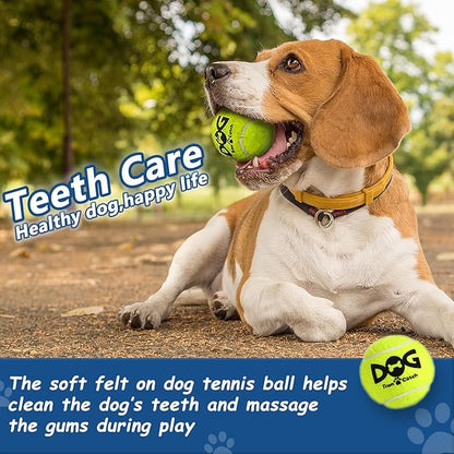 Large Squeaky Tennis Balls for Dogs - 8 Pack 3.0'' Durable Non-Toxic Outdoor Dog Toys Balls with Mesh Bag, SGS Certified, Colorful Fetch Toys, Medium Large Breeds