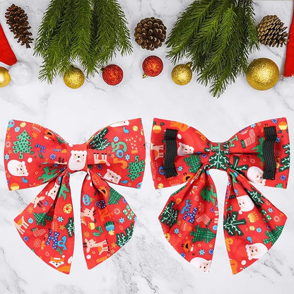 Christmas Dog Collar with Bow Tie, Christmas Collar for Puppy Girl Boy Dog or Cat, Bowtie Dogs Collars with Durable Metal Buckle, Cute Pet Collars, S
