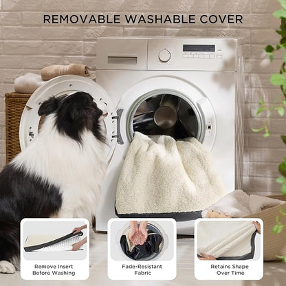 Bedsure Dog Bed Medium Size Dog - Comfy Flat Puppy Beds with Removable Washable Cover, Orthopedic Egg Crate Foam Pet Mat, Suitable for Pet Up to 30 lbs