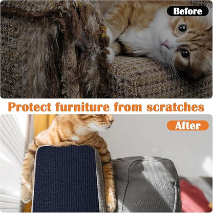 Cat Scratch Furniture Protector - 118" x 17" Trimmable Self-Adhesive Cats Claws Scratch Pads, DIY Cat Climbing Couch Protector for Scratch Post Cat Tree Replacement Indoor (Dark Blue)