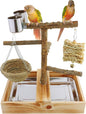 Mogoko Natural Bird Perches Playground, Cage Accessories, Toys Playground for Birds, Bird Perch Stand Parrot Stand, Includes 2 Stainless Steel Cups and Removable Tray