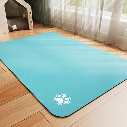 Dog Food Mat - Absorbent Cat Mat for Food and Water, No Stains Pet Feeding Bowl Mat, Easy to Clean Pet Placemats, Quick Dry Dog Water Dispenser Mat for Messy Drinkers | Paw Teal 12"x 19"
