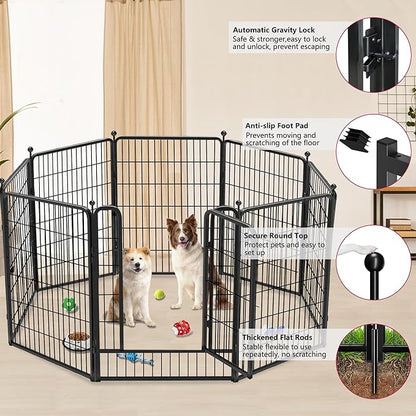 Dog Playpen 40 inch 32 Panels Indoor Outdoor Dog Pen for Large/Medium/Small Dogs Heavy Duty Metal Dog Fence Outdoor for Yard, Puppy Playpen with Door Portable Pet Fence for RV Camping Yard