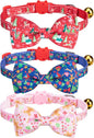 Christmas Breakaway Cat Collar with Removable Bow Tie and Bell, Cute Xmas Patterns, 3 Pack Safety Buckle Kitten Collars, Adjustable Pet Collar