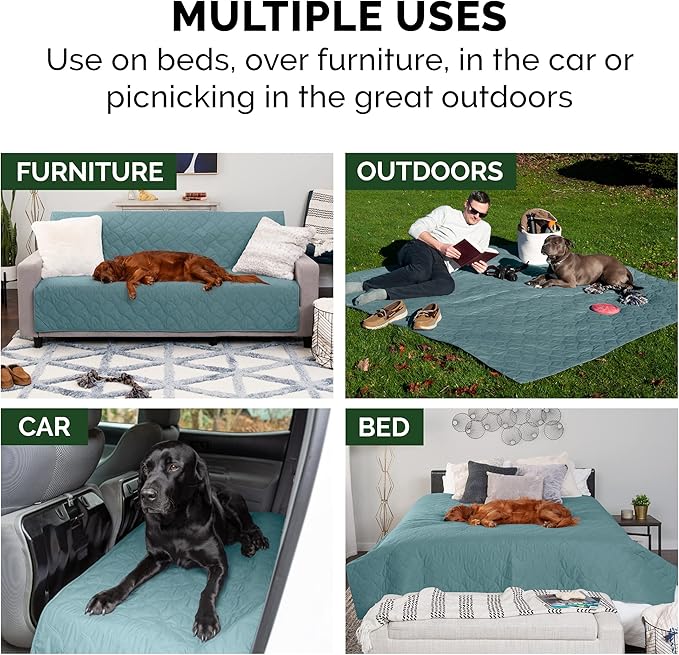 Furhaven Waterproof & Non-Slip Twin Size Mattress Cover Protector for Dogs & Cats, Washable, For Beds, Couches, & Car Seats - Quilted Twill Blanket Mattress Cover - Nile Blue, Small/Twin Size
