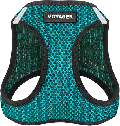 Best Pet Supplies - All Weather Mesh/Plush, Reflective, No Pull Harness for Small, Medium Dogs, Cats - Secure with Hook & Loop Fastener, Buckle, Double D-Rings - Turquoise 2-Tone, XL