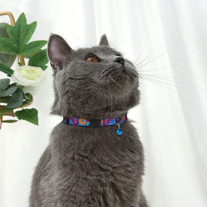 Cat Collars 2 Pack - Soft Cute Breakaway Collar with Bell, Adjustable Safety Kitten Collars for Girl & Boy Cats – Comfortable Stylish Patterned Print Lightweight (Donut + Ice Cream)