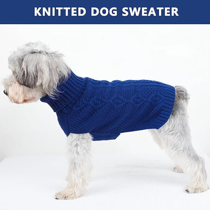 Dog Sweaters for Small Dogs Turtleneck Knit Dog Sweaters Lightweight Puppy Sweater Warm Winter Doggy Clothes Boy Sleeveless Chihuahua Clothes Pullover Doggy Coat for Cool Days (Navy Blue, Small)