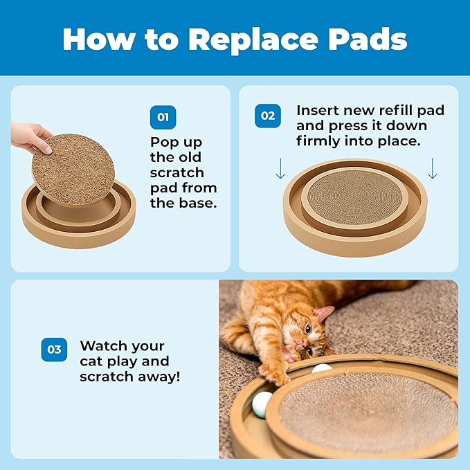 Best Pet Supplies Catify Cat Scratcher, Fun Interactive Scratchers, Posts, Poles, Claw Safe, Furniture Saver Indoor Play Support Natural Cat Behaviors Heavy Duty - 3 Pack Round