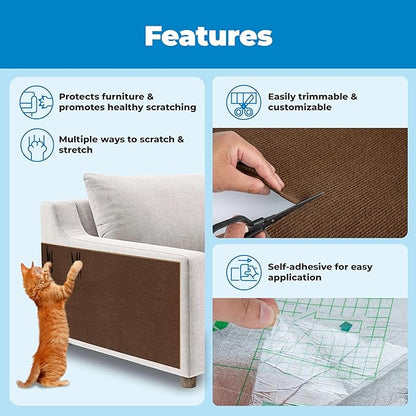 Best Pet Supplies Catify Cat Scratcher, Fun Interactive Scratchers, Posts, Poles, Claw Safe, Furniture Saver Indoor Play Support Natural Cat Behaviors Heavy Duty - Brown (78.7 x 15.8)
