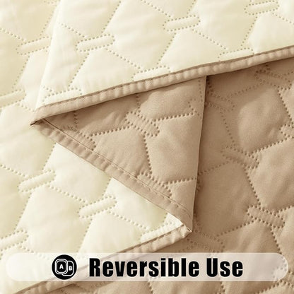 Smiry Waterproof Dog Bed Cover Blanket, Soft Reversible Pet Blanket, Washable Leakproof Cats Dogs Couch Cover for Sofa, Couch, Furniture (68x82 Inch, Camel/Beige)