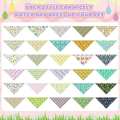 Aliceset 180 Pack Easter Dog Bandana Bulk, Easter Bandanas for Dog, Washable Adjustable Pet Triangle Scarf Bib for Small Medium Large Puppy Holiday Costumes Accessories